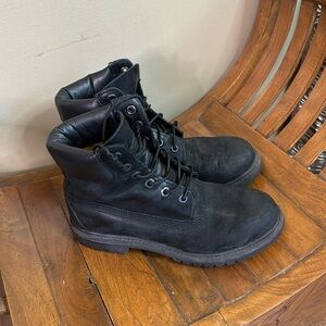 Timberland Black Leather Suede Laceup Booties Size 7